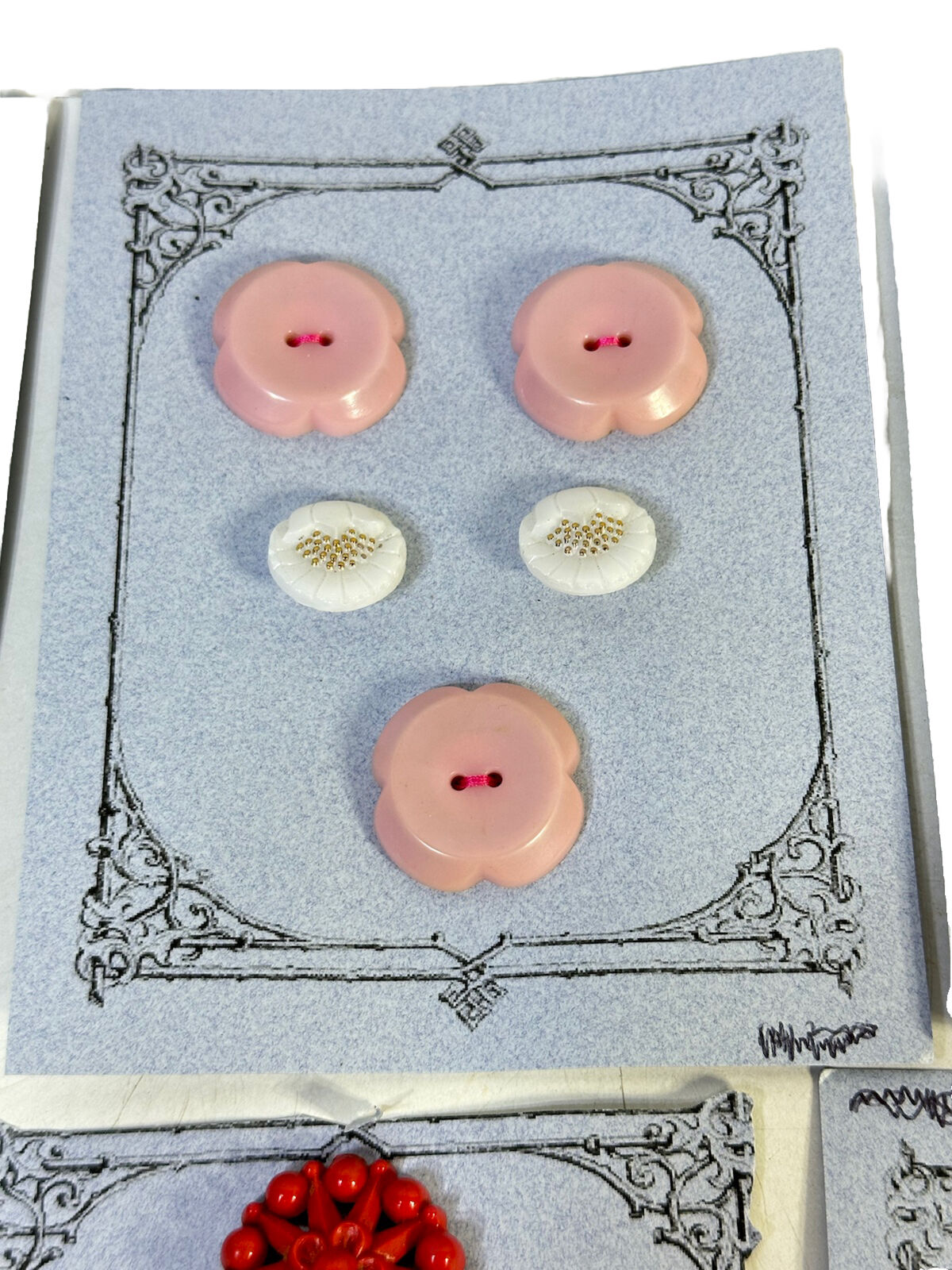 6 Old Vtg Sewing Buttons Cards Hand Sewn On Cards Collectible Sewing Buttons