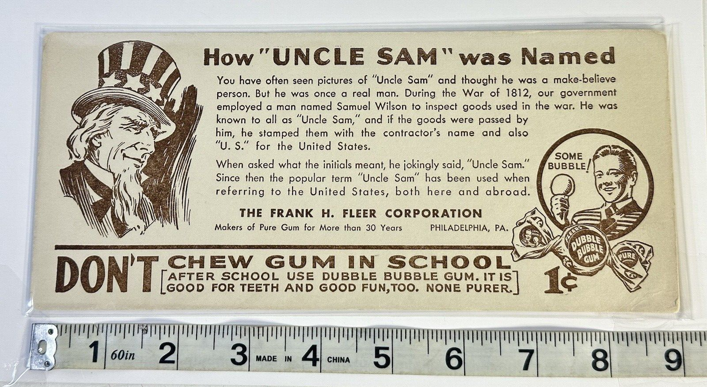 1930s Fleer Dubble Bubble Gum Ink Blotter Original Blotter Ink Promotional card