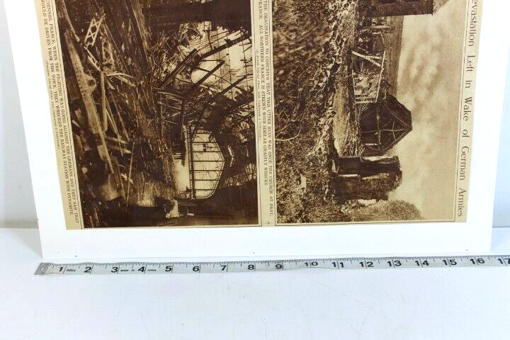 Antique 1919 Paper Print from Savage Devastation left by German Armies WW1