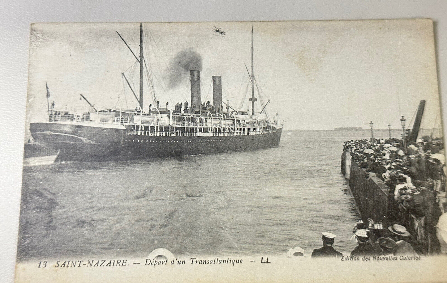 Antique Sainte-Nazaire Norwegian Post With Ship Deporting Unposted Postcard