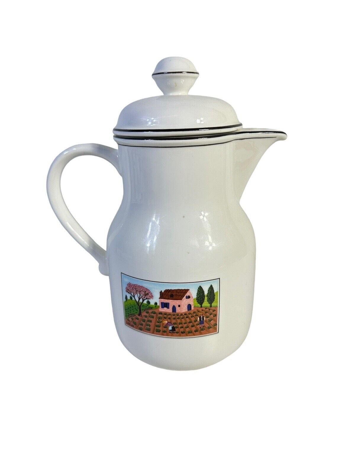 Villeroy Boch Naif Pot Ceramic Coffee Drink Pitcher Ceramic Country Decor 1990’s