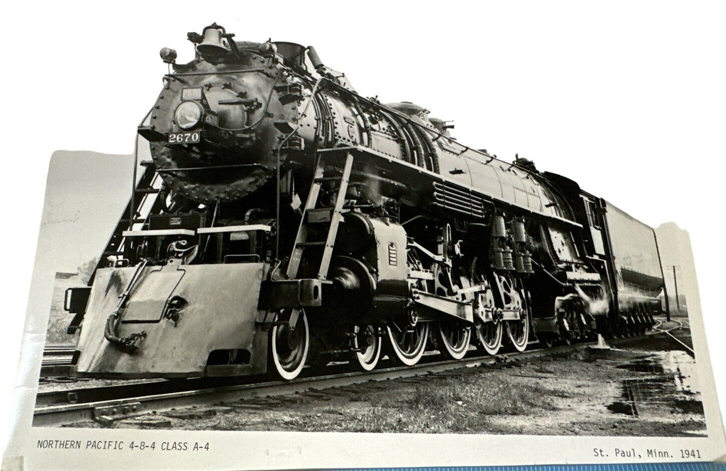 Vtg 1941 Real Photo Train Northern Pacific 4-8-4 Class A-4 St Paul MN 10" x 8"