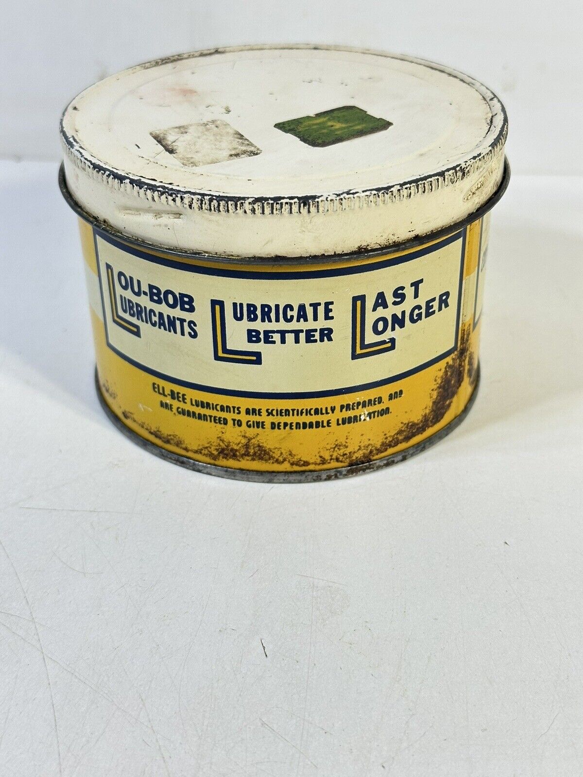 Vintage ELL-BEE LUBES 1 pound Collectible Oil Lube Tub Can Chicago Illinois