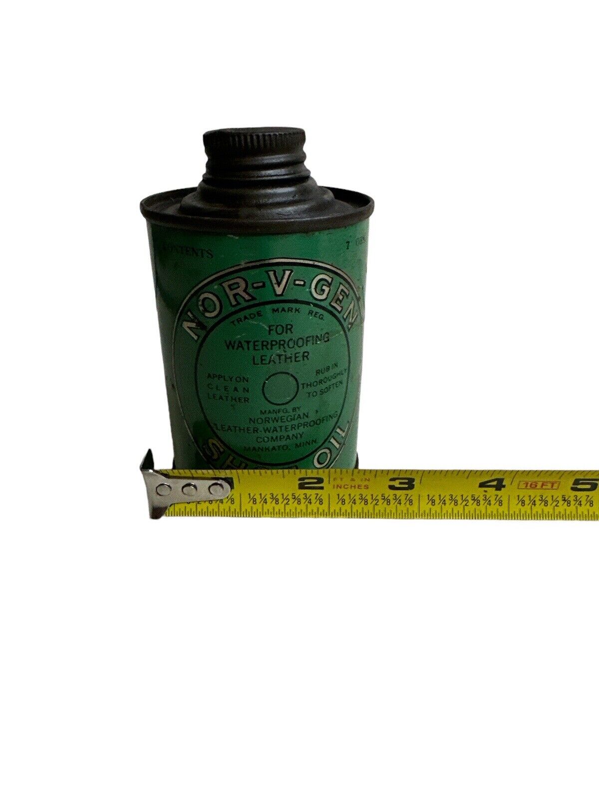Lot of 2 Vtg 1940’s Shoe Oil Advertising Cans Tins Nor-V-Gen & Snow Proof