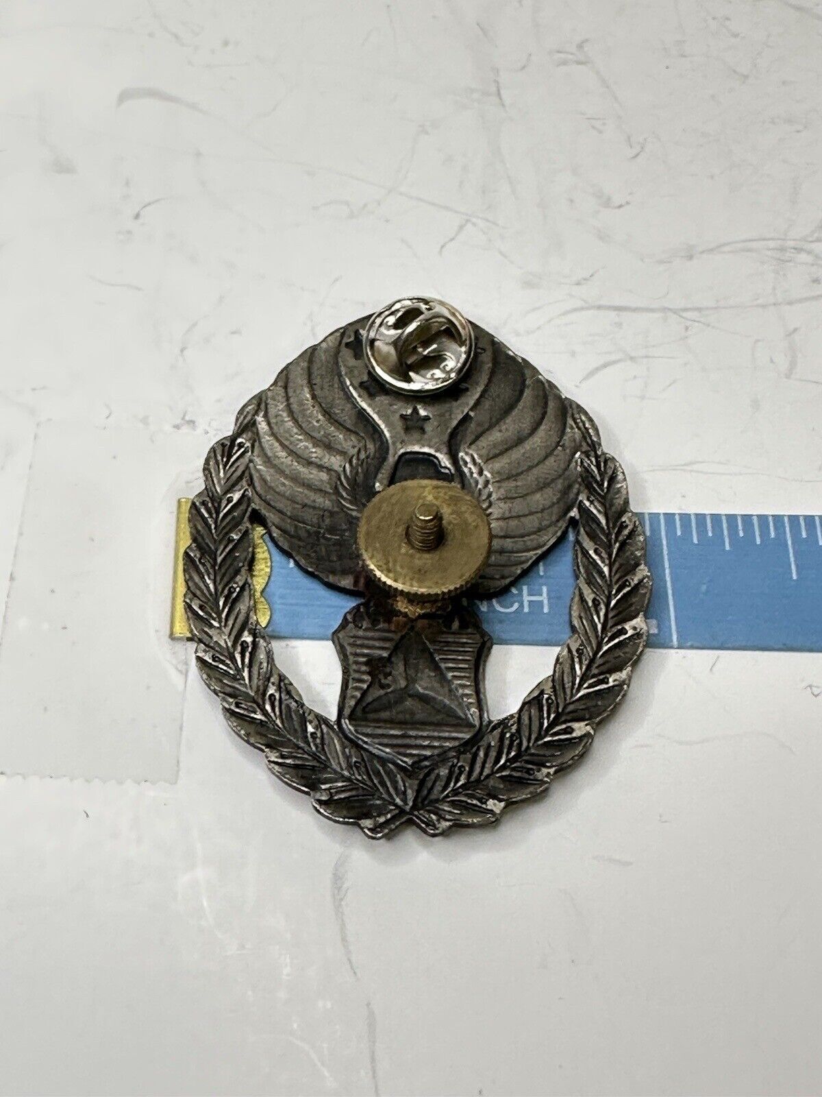 Military Eagle With Air Propeller 2 .5” 30 Grams Silver On Copper Pin Badge