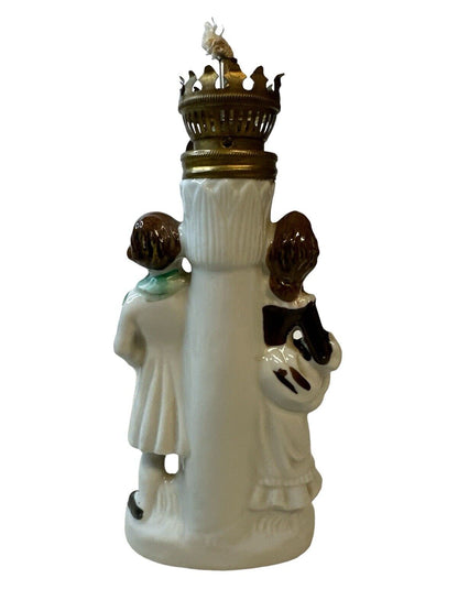 Vintage Oil Lamp Japan Nasco Del Coronado Porcelain Colonial Man Woman Victorian