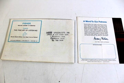 Vtg Lot of 2 Vtg 1960s Fisher Stereo Handbook and Handout