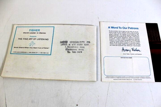 Vtg Lot of 2 Vtg 1960s Fisher Stereo Handbook and Handout