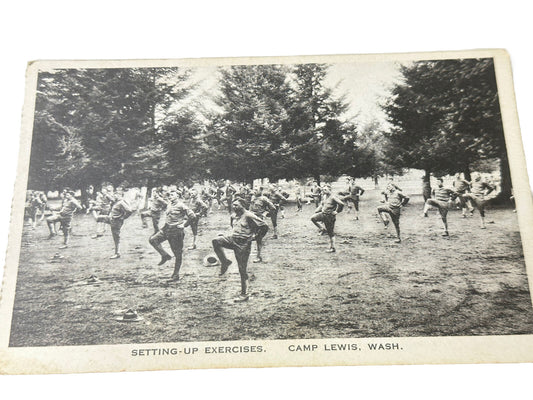 Antique Litho Real Photo From Exercise Military Camp Lewis Washington