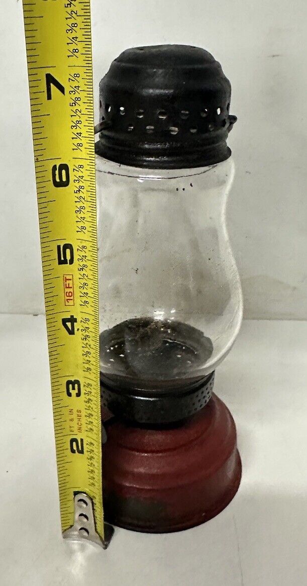 Antique 1910’s Small Skaters lamp Red With Original Globe Untested