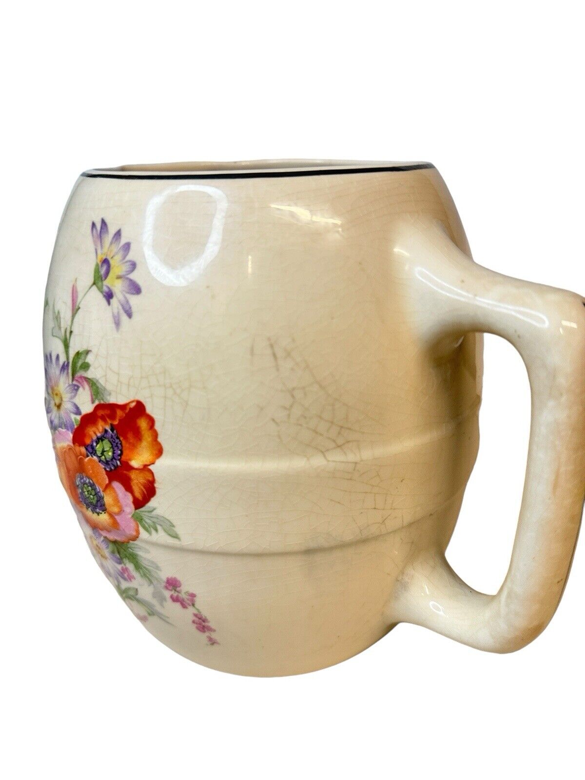 Vtg 1960’s Universal Cambridge Poppy Flower Pottery Lemonade Water Pitcher