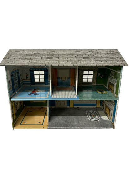 Vtg 1950 Marx Dollhouse Tin Metal Litho Colonial Doll House 18” X 14” X 8”