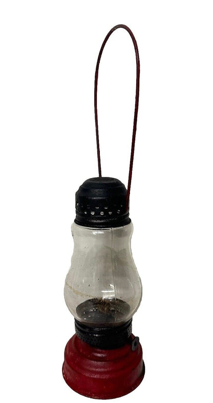 Antique 1910’s Small Skaters lamp Red With Original Globe Untested