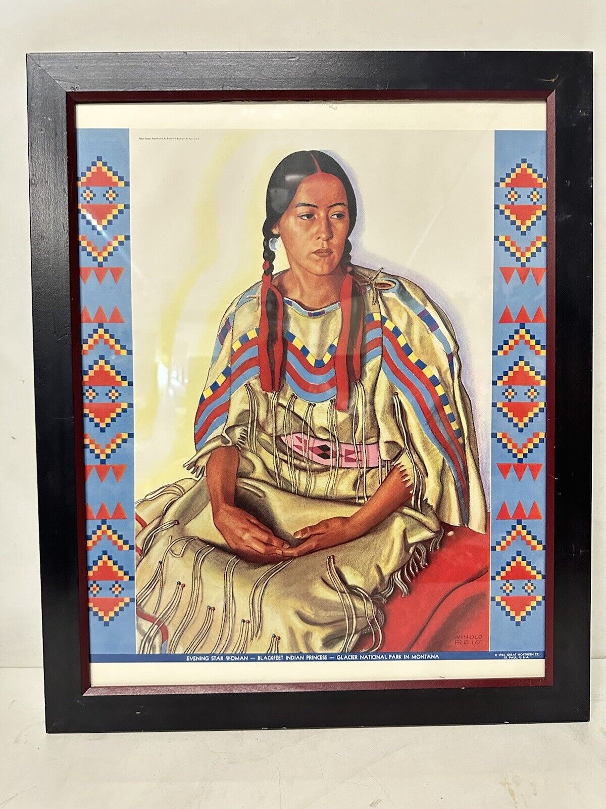 Vtg 1953 Great Northern Railway Poster Talia Chrome By Brown & Bigelow 22” X 18”