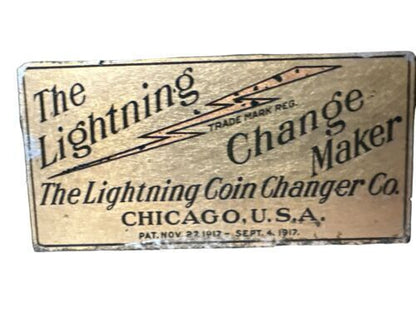 Antique The Lightning Coin Changer Co. Dispenser counter Pat. 1917 Chicago Made