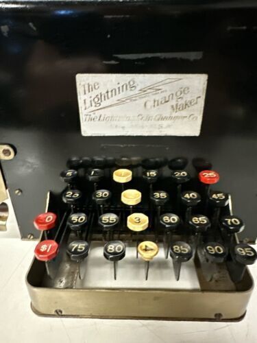 Antique The Lightning Coin Changer Co. Dispenser counter Pat. 1917 Chicago Made