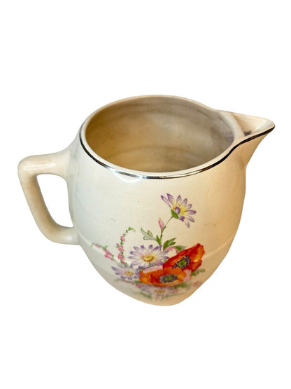 Vtg 1960’s Universal Cambridge Poppy Flower Pottery Lemonade Water Pitcher