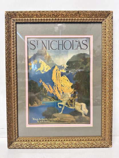 May 1927 St. Nicholas Magazine Cover Framed A.B. Cooke King Arthur’s Country