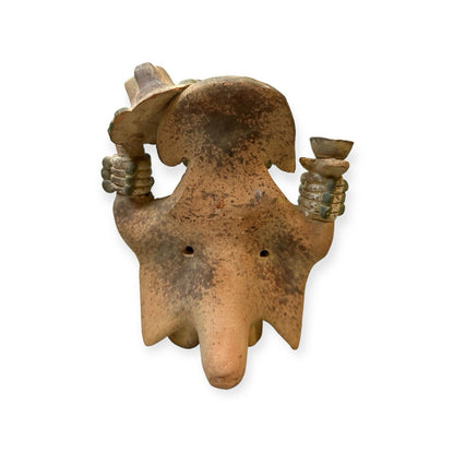 Primitive Style Hand Painted Peruvian Terracotta  Clay Figure 6” X 5”