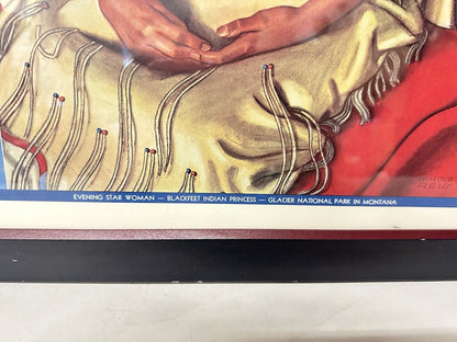 Vtg 1953 Great Northern Railway Poster Talia Chrome By Brown & Bigelow 22” X 18”