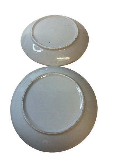 Pair Of Vtg 4.5" Japanese Scene Hand Painted Plates Pre-owned Fair Condition