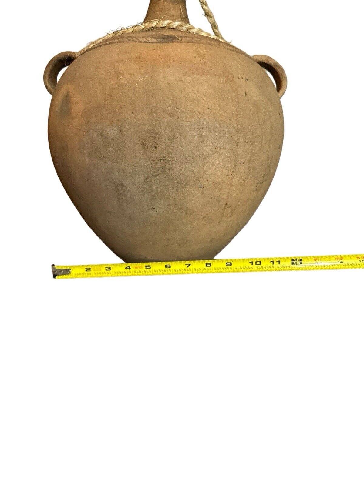 Mid 1900’s Large Long Necked Clay Water Jug Mexico's Huasteca Region 17” X 12”