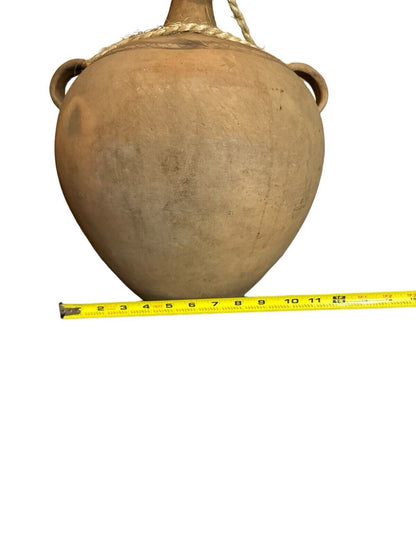 Mid 1900’s Large Long Necked Clay Water Jug Mexico's Huasteca Region 17” X 12”