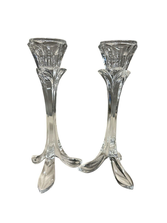 Pair Cristal d'Arques Lead Crystal  Candle Holders  8.5" Tall Decor 2 Bandol