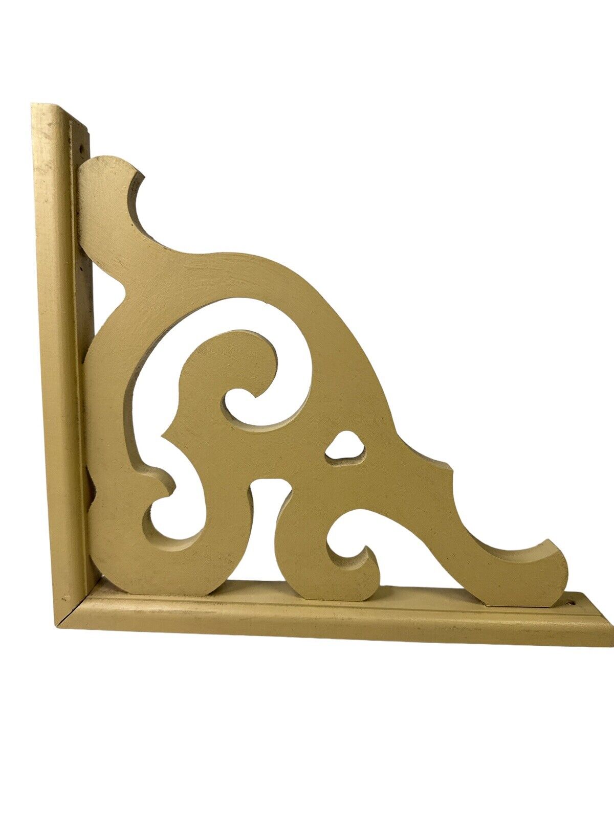 Vtg Cream Colored Wood Corbel Shelf Brackets 12” X 10.5”x 1.75”