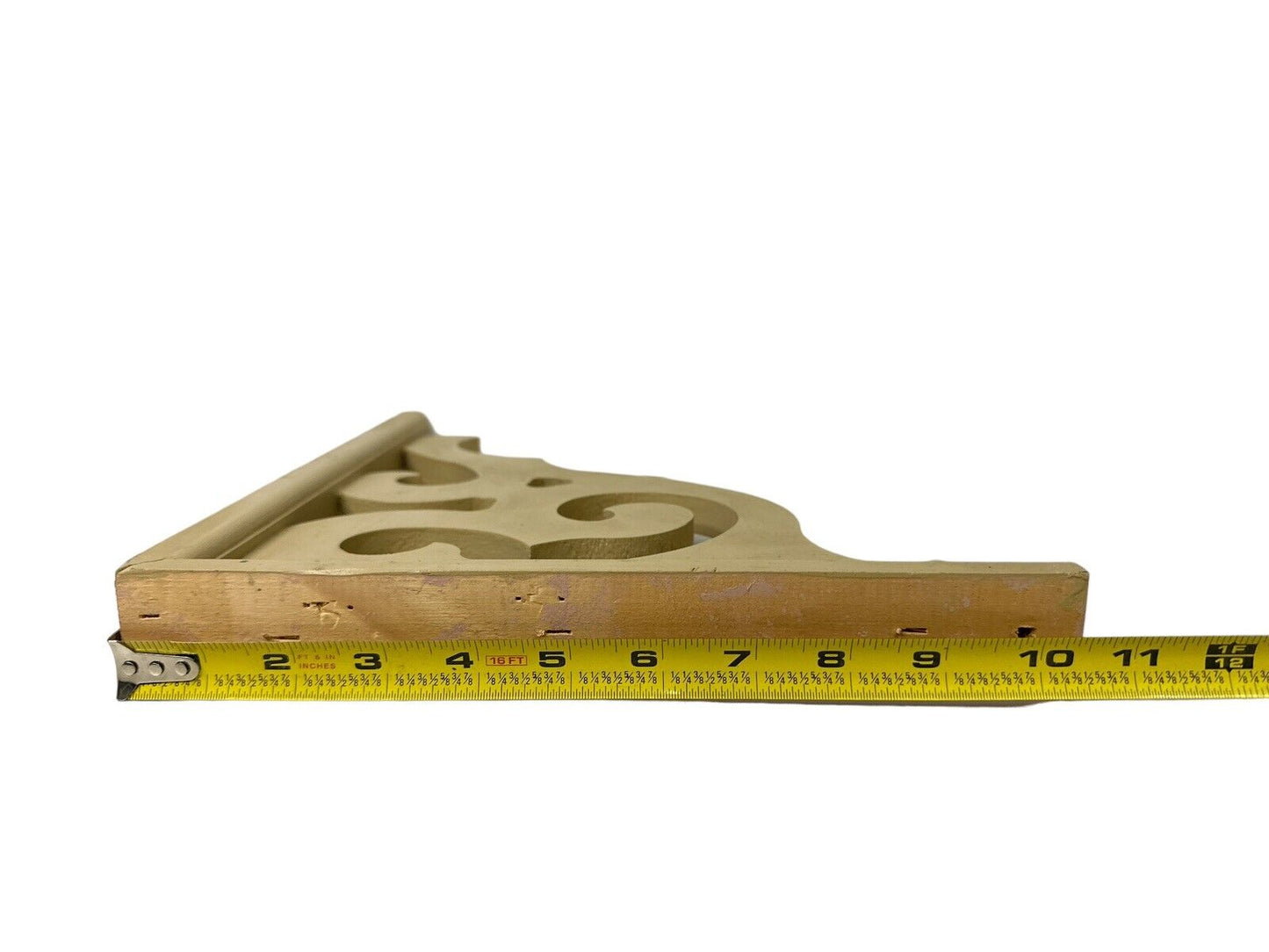 Vtg Cream Colored Wood Corbel Shelf Brackets 12” X 10.5”x 1.75”