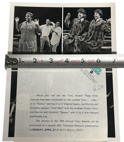 28th Annual Tony Awards 1974 Best Play - Music Composite Press Release photo