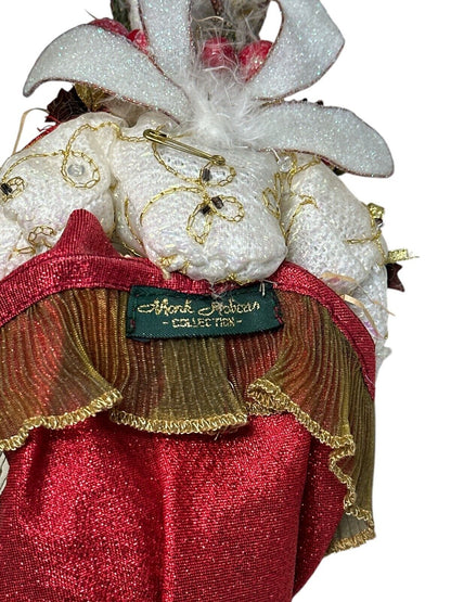 Rare Santa Claus Mark Roberts ornament Fairy in a hat mistle toe gift bag 12"