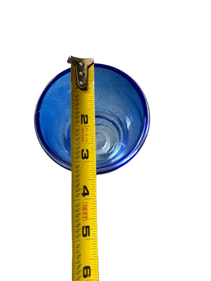 Authentic Blown Glass Cocktail Goblet Cobalt Blue Made In Mexico Tonala 5.5”