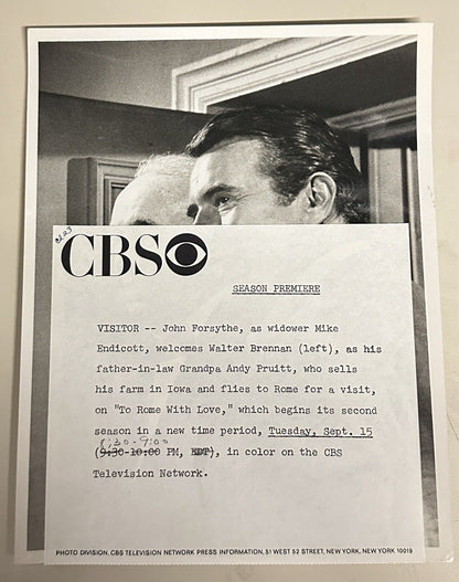 1970 Press Photo Walter Brennan & John Forsythe CBS TV To Rome With Love