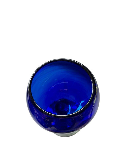 Authentic Blown Glass Large Bar Goblet Cobalt Blue Made In Mexico Tonala