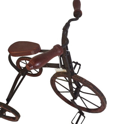 Antique Handmade Metal Iron & Wood Decorative Tricycle Decor Large 15”