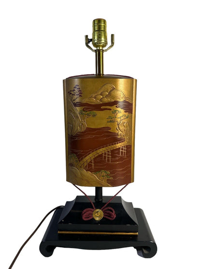 La Barge Mirror Inc. Asian Inspired Mountain Bridge Scene Beautiful Table Lamp