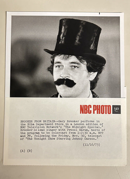 1973 Gary Brooker Press Release Photo The Midnight Show NBC