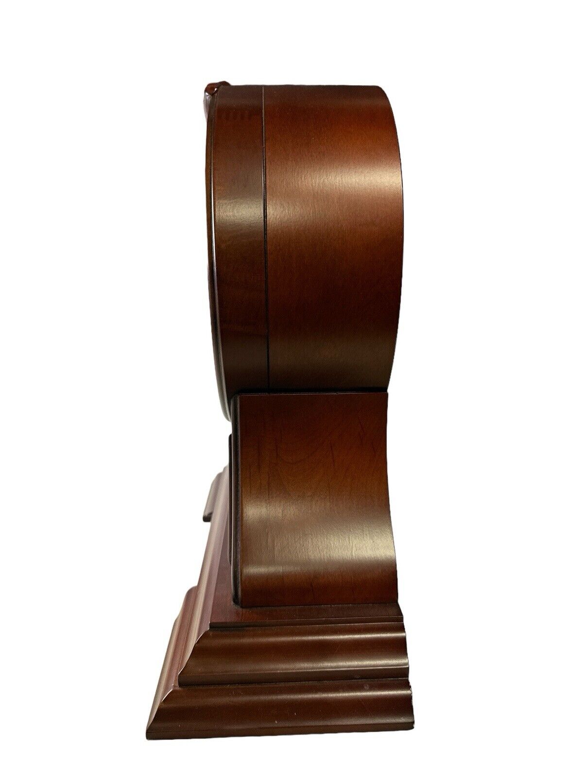 Vintage Walnut Bulova Mantel Clock Battery Operated Beautiful 15” X 14”