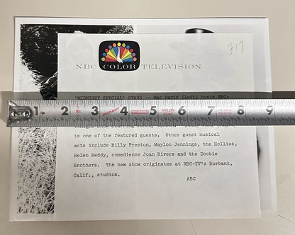 1973 Mac Davis & Billy Paul Press Release Photo The Midnight Show NBC