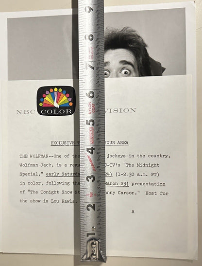 1973 DJ Wolfman Jack Authentic Press Release Photo The Midnight Show NBC