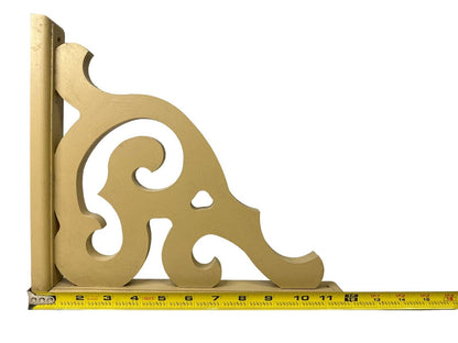 Vtg Cream Colored Wood Corbel Shelf Brackets 12” X 10.5”x 1.75”