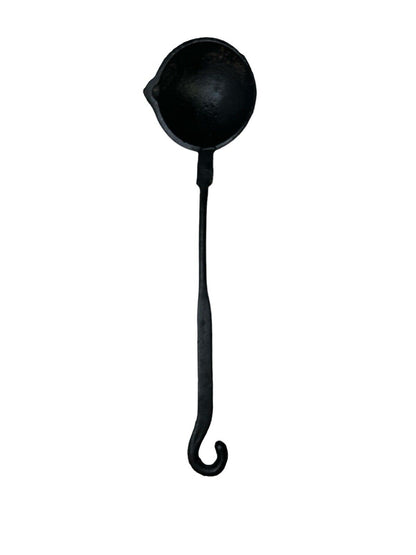 Vintage 11” Cast Iron Black Ladle Forge Lead Smelting Cooking Decor Hook End