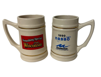 2 Vtg Ceramic Beer Mugs Something Special Wisconsin 1990 Nasao Milwaukee