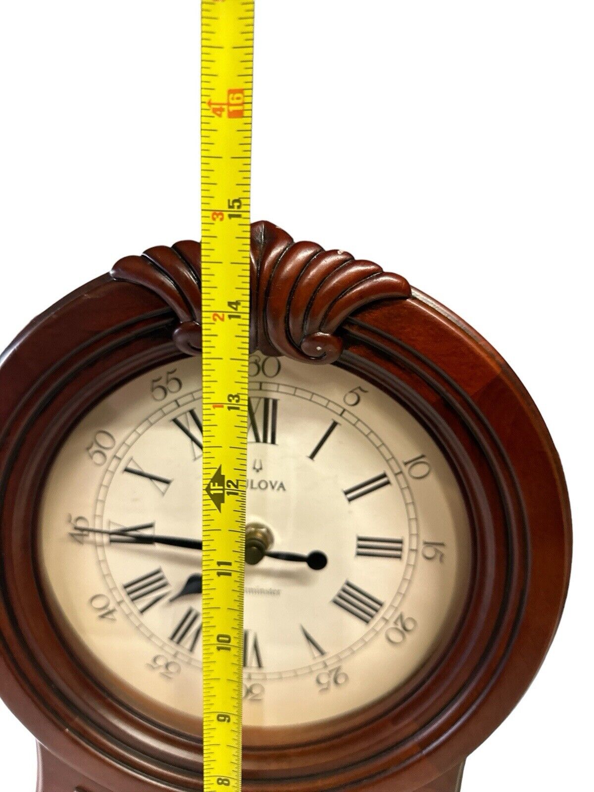 Vintage Walnut Bulova Mantel Clock Battery Operated Beautiful 15” X 14”