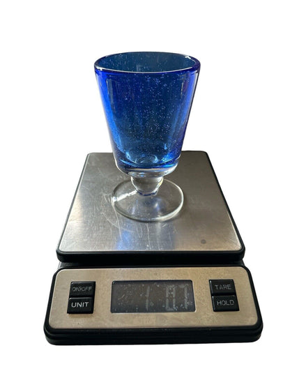 Authentic Blown Glass Cocktail Goblet Cobalt Blue Made In Mexico Tonala 5.5”