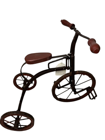 Antique Handmade Metal Iron & Wood Decorative Tricycle Decor Large 15”
