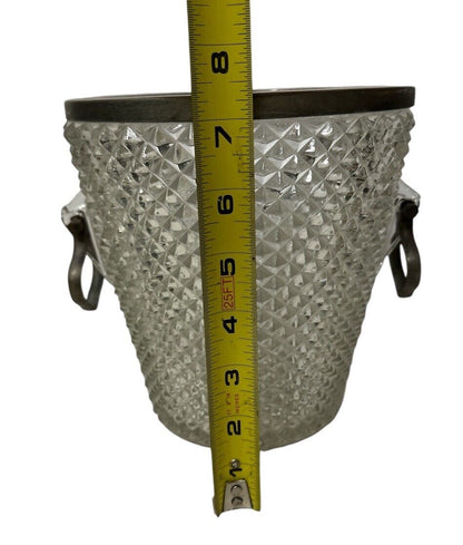 MCM heavy cut glass ice or champagne bucket vintage silver Nickel Rim 1960’s