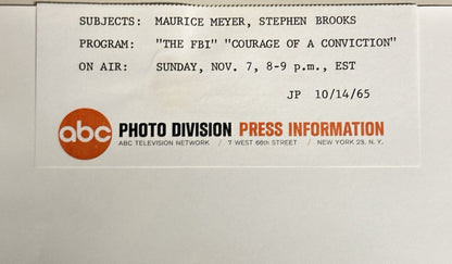1965 Press Release Photo Scene From The FBI Maurice Meyer Stephen Brooks