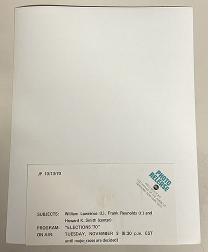 1970 Press Release Photo 7”x9” TV Election’s 1970 ABC Special Program